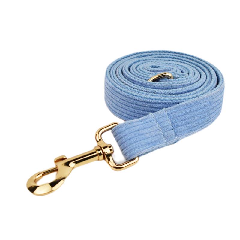 Light Purple Corduroy Dog Collar and Leash Set for Outdoor Walking
