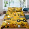 Excavator Duvet Cover Set Microfiber Tractor Truck Comforter Cover Twin Construction Vehicle Cartoon Bedding Set For Boys Teens