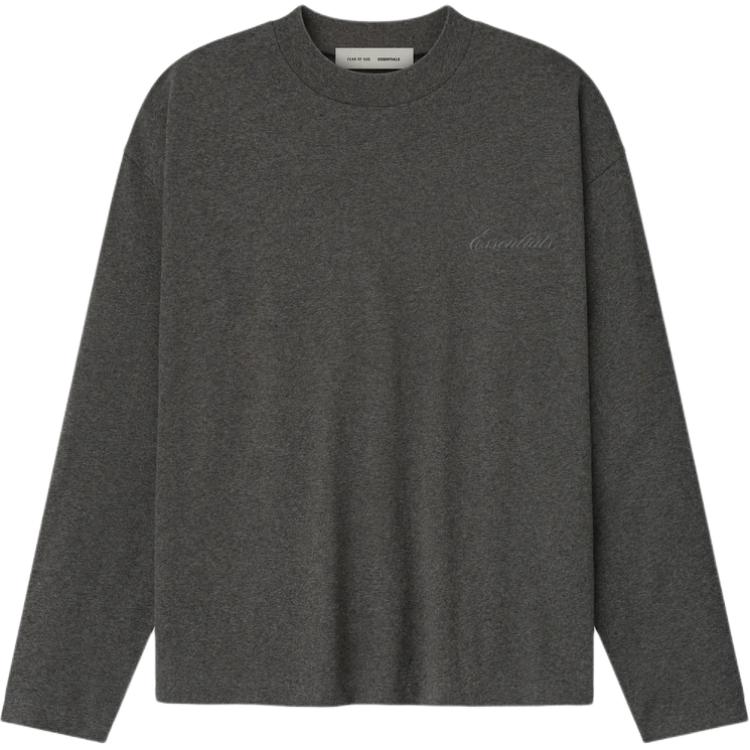 Fear of God Essentials Embroidered Classic Fit Long-Sleeve Charcoal Heather Men Tops Grey 125HO254201F XS