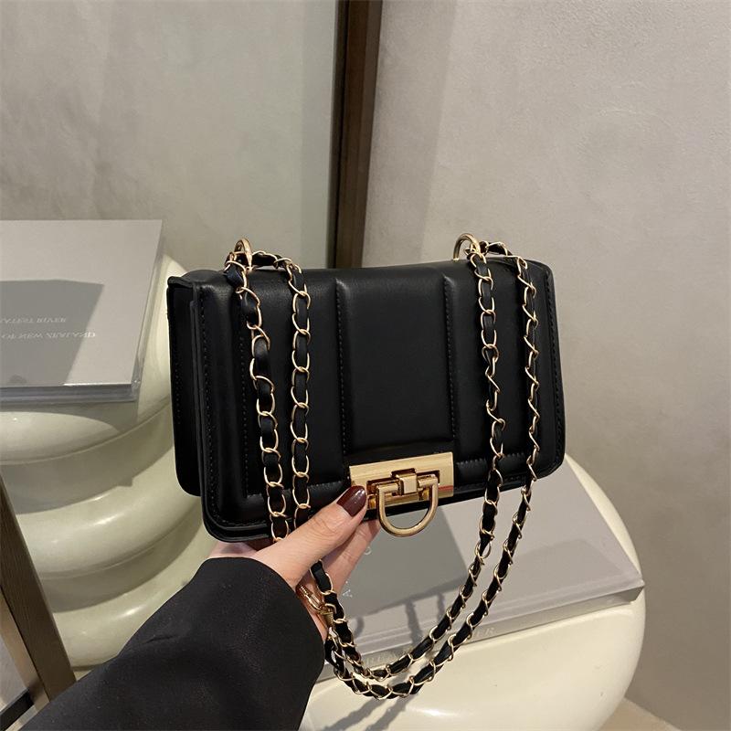 New women's bag fashionable solid color high-end sense versatile shoulder small square bag trendy messenger bag chain bag