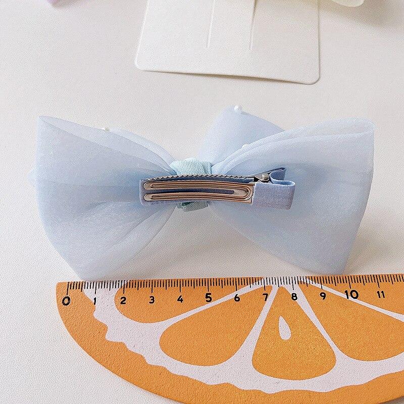 Neue Perle Bogen Haar Clips Gaze 3D Prinzessin Süße Haarspangen für Kinder Kopfbedeckungen Mädchen Kinder Haar Zubehör