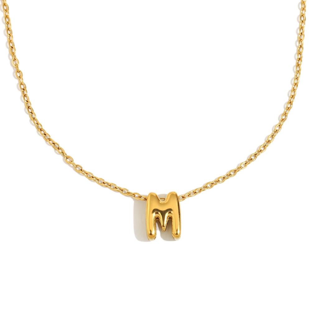 

CARLIDANA Dainty Gold Plated Stainless Steel Initial Letter Pendant Necklace Trendy Fashionable Engagement Jewelry Set Women Gold&45 cm