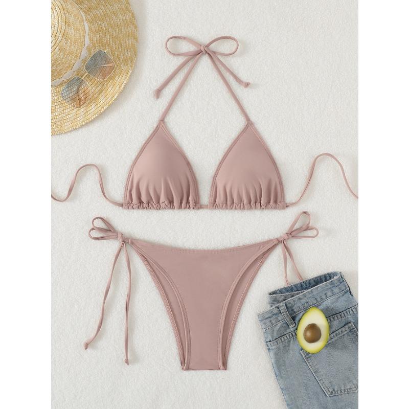 Women's Monarch Butterfly Print Triangle Bikini Set Tie Side Swimwear