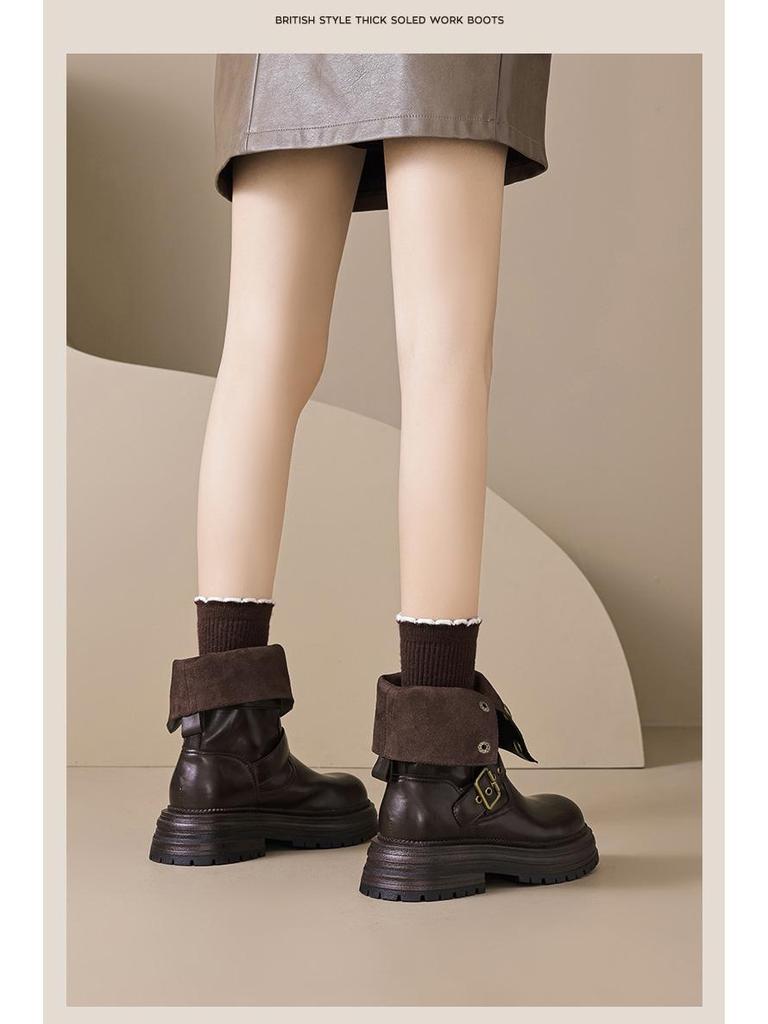 Augusden Women's Vintage Brown Mid-Calf Knight Boots (2025)