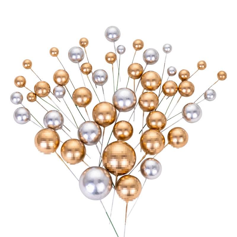 100pcs Cake Toppers: Gold, Silver, and Colorful Balls for Birthday Party Decorations