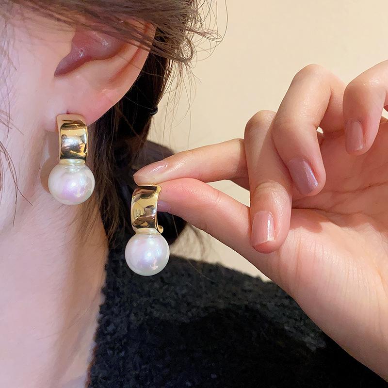 Drop Earrings Set Big Circle Piercings Earrings Jewelry for Women Imitation Pearl Hoop Cute Ear Buckle