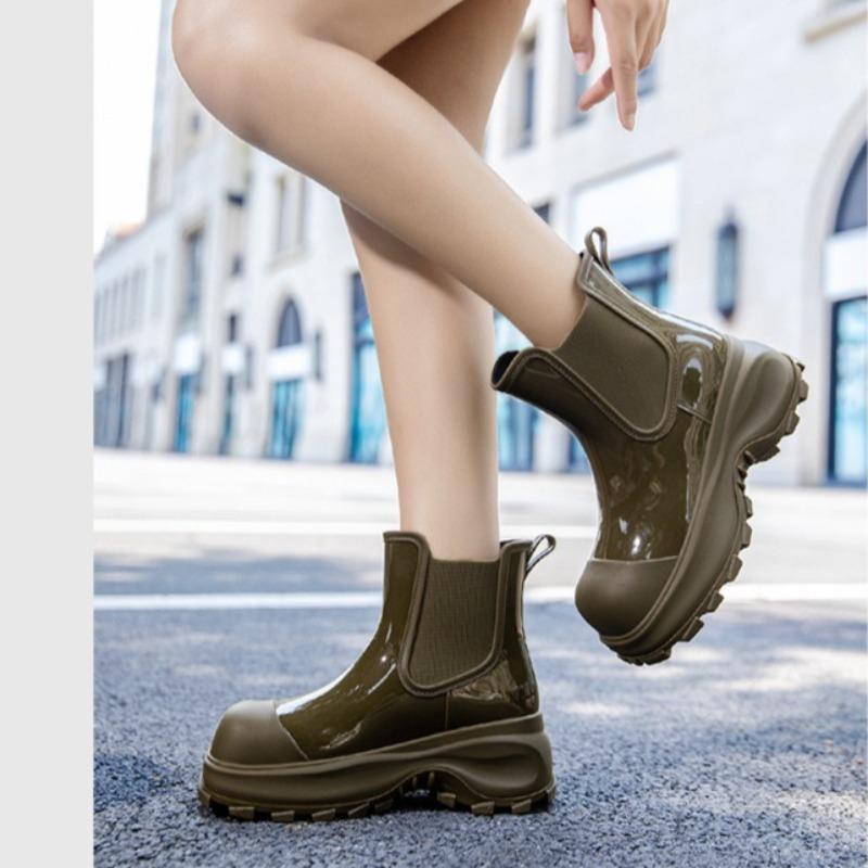 Women's Fashion Mid-tube Rain Boots New Waterproof Platform Soft-soled Waterproof Rain Boots