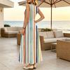 Women’s Striped Sleeveless Maxi Dress Multicolor,Lightweight Flowy Summer Dress for Picnic,Beach Getaway,Spring Fall Layering