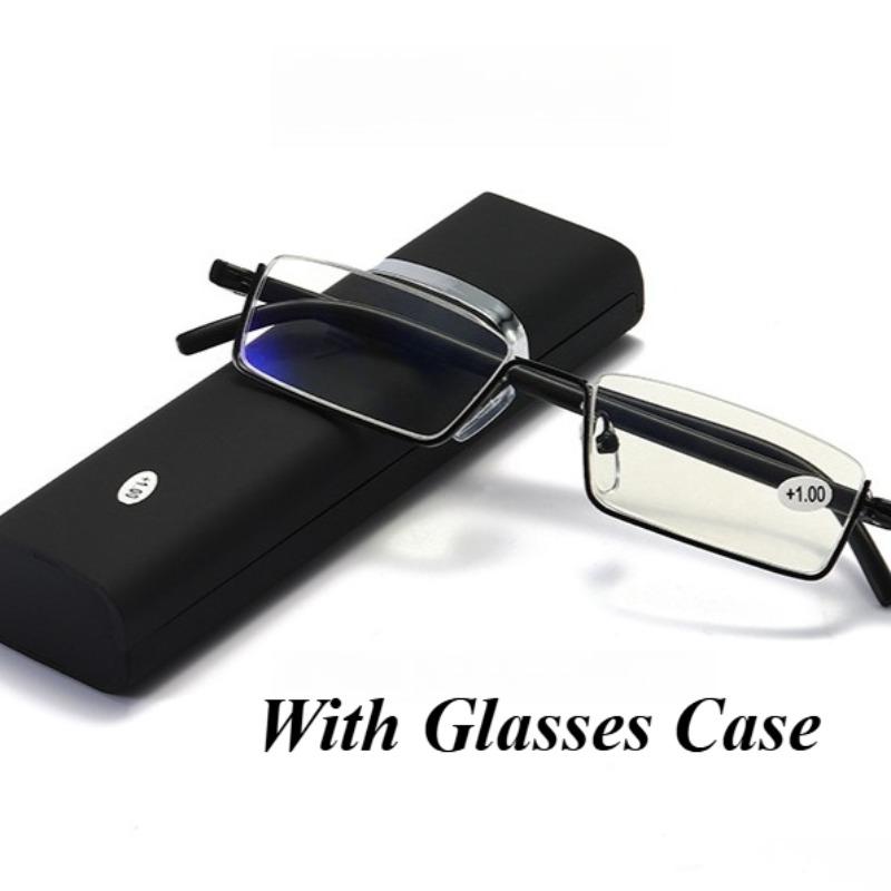 

Очки для пресбиопии с футляром, полуободковые, портативные очки для чтения, очки с защитой от синего света и улучшенной защитой глаз +4.0