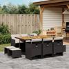 Vidaxl 11-Cz. Garden Furniture Set, With Cushions, Black PE Rattan
