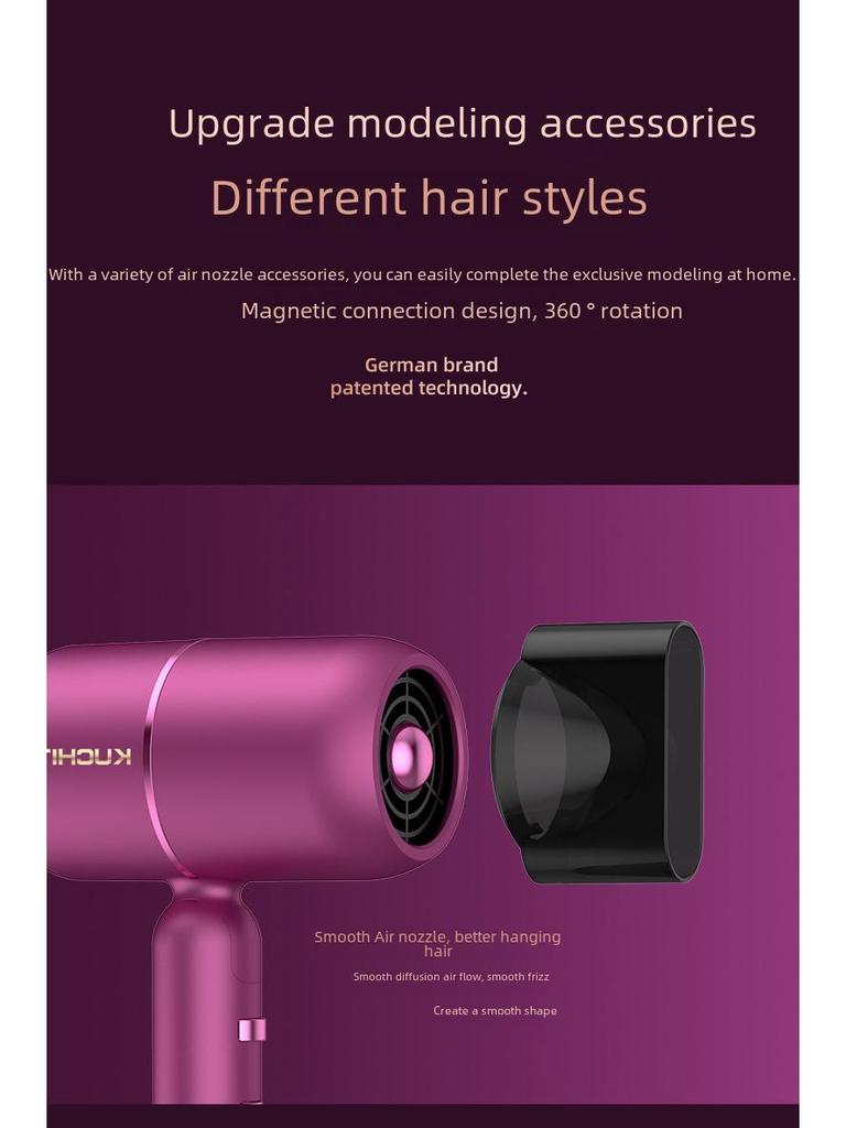 Foldable High-Power Hair Dryer with Hot/Cold Options and Blue Light for Home and Salon Use