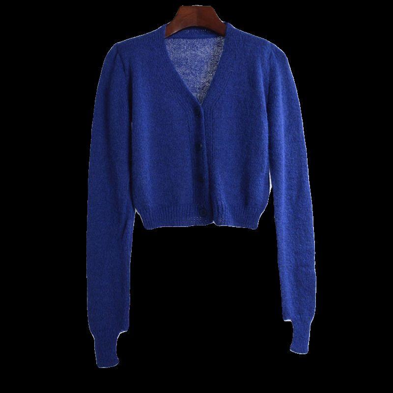 Spring & Fall New V-neck Long Sleeves Knitting Cardigan Female Fashion Open Hand Stylish Easiest for Match Slimming Youthful-Looking Sweater Top