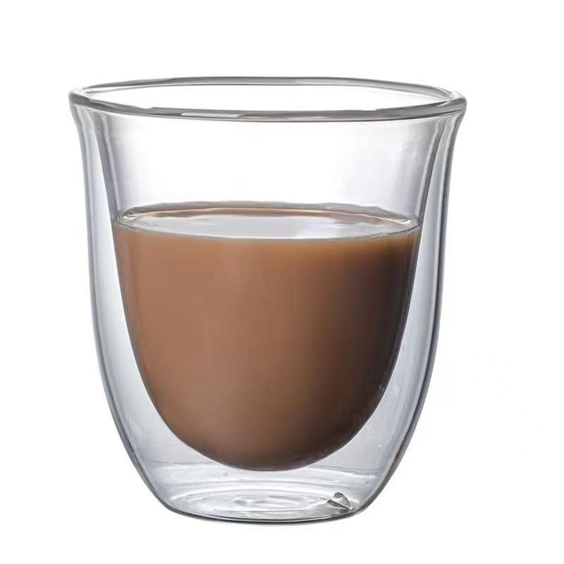 80-230ML dvouvrstvý skleněný hrnek s vysokou tepelnou izolací z borosilikátového skla, šálek kávy a čaje, snídaně, mléko, džus, pivo, průhledný hrnek