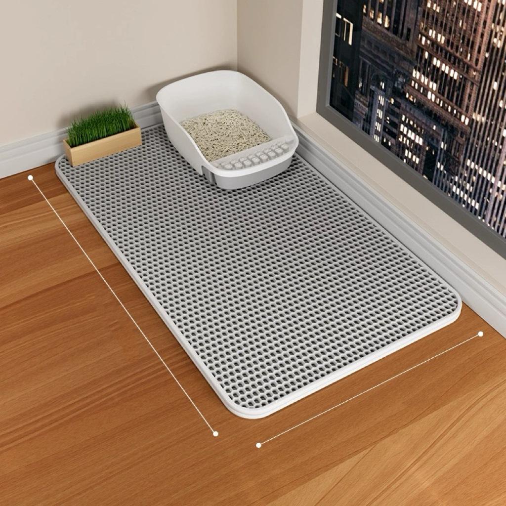 Washable, Anti-Slip Double-Layer EVA Cat Litter Mat – Splash-Proof Cat Rubbing Mat for Litter Boxes