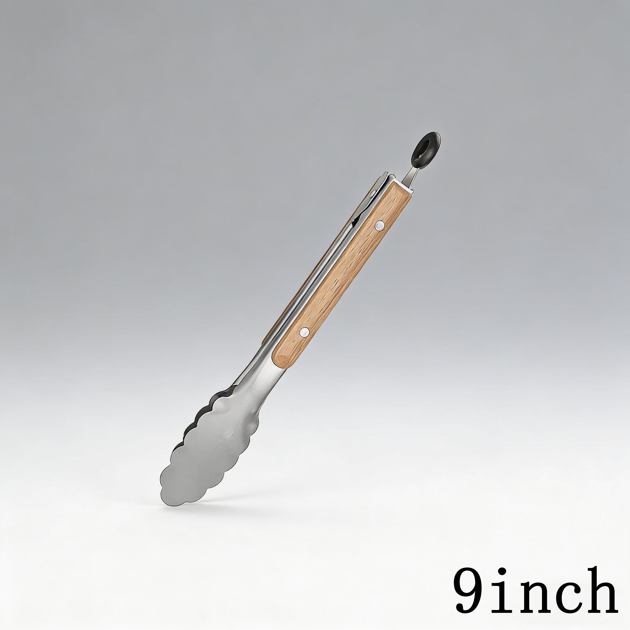 

1Pcs Stainless Steel Food Tongs Heavy Duty Kitchen Tongs with Wooden Handle for Cooking Grilling BBQ 9-16 Inch Length