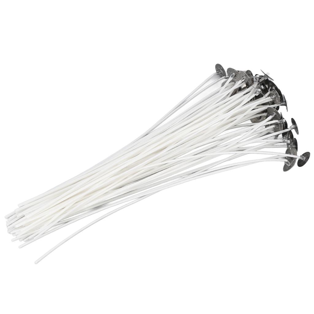 50pcs Candle Wick Pre Waxed 20cm Low Smoke Metal Sustainer Tab for DIY Candle Making