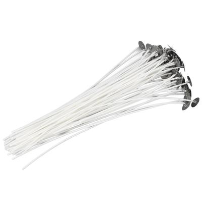 50 pièces Mèche de Bougie Pré-cirée 20cm Faible Fumée Languette Métallique de Maintien pour Fabrication de Bougies DIY