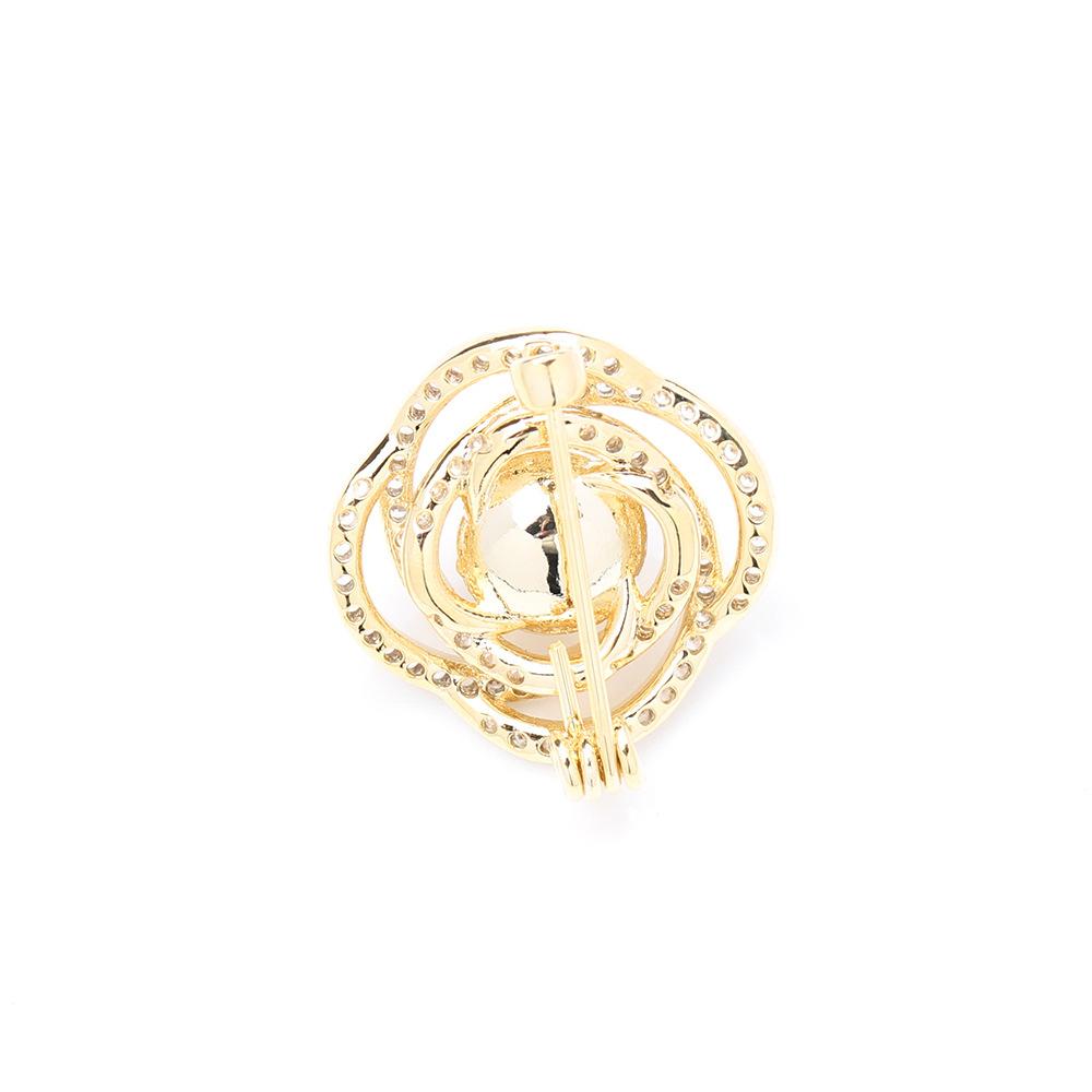 Zarte und schlichte, mit Steinen besetzte Einzelperlen-Anstecknadel, Blumenform, vielseitiges Temperament, exquisite kleine Brosche, Damenschmuck