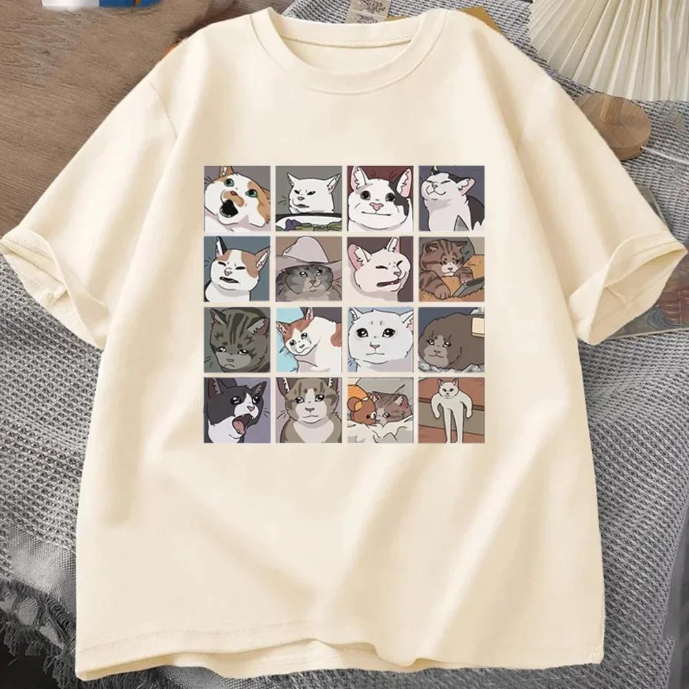 Meme Cats Puzzle Creativity Printed Men T-Shirts Beach Breathable Funny Clothing Oversize Casual Cotton Tops Mans Short Sleeve T