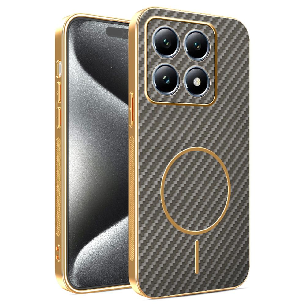 For Xiaomi 15T Phone Case Carbon Fiber Textured Electroplated TPU Back Cover