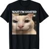 Sad Cat Emoji T-Shirt Humorous Letter Print Women's Black Short-Sleeved Casual Loose-Fit Basic Crew Neck Top for Daily Wear