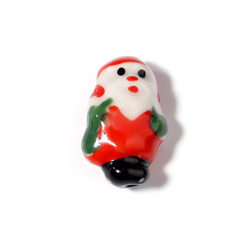 2pcs Christmas Lampwork Beads Cute Santa Claus Snowman Glass Loose Beads For Jewelry Making DIY Bracelets Necklace Accessories