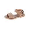 Sandals Women's One-word Buckle Shoes Summer 2024 New Flat-bottomed Light Casual Student Ins Tide Roman Beach Shoes