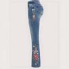 VibeStreet Jeans Donna Boot Cut Pantaloni a Zampa Stretch Vita Media Ricamo Pantaloni a Grandezza Naturale Denim Lavato Usurato Streetwear