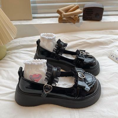 Nowe Damskie Buty Mary Janes Wiosenne Buty na Płaskiej Platformie z Kokardą Motylkową dla Kobiet Sukienka Studentki Damskie Buty Lolita Czółenka