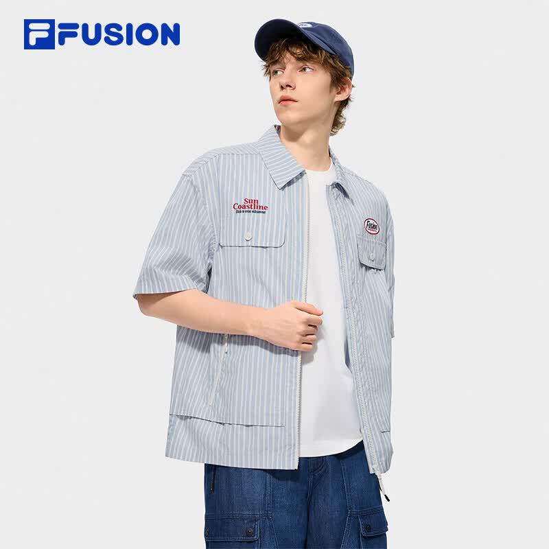 FILA FUSION Couple Casual Woven Short Sleeve Shirt