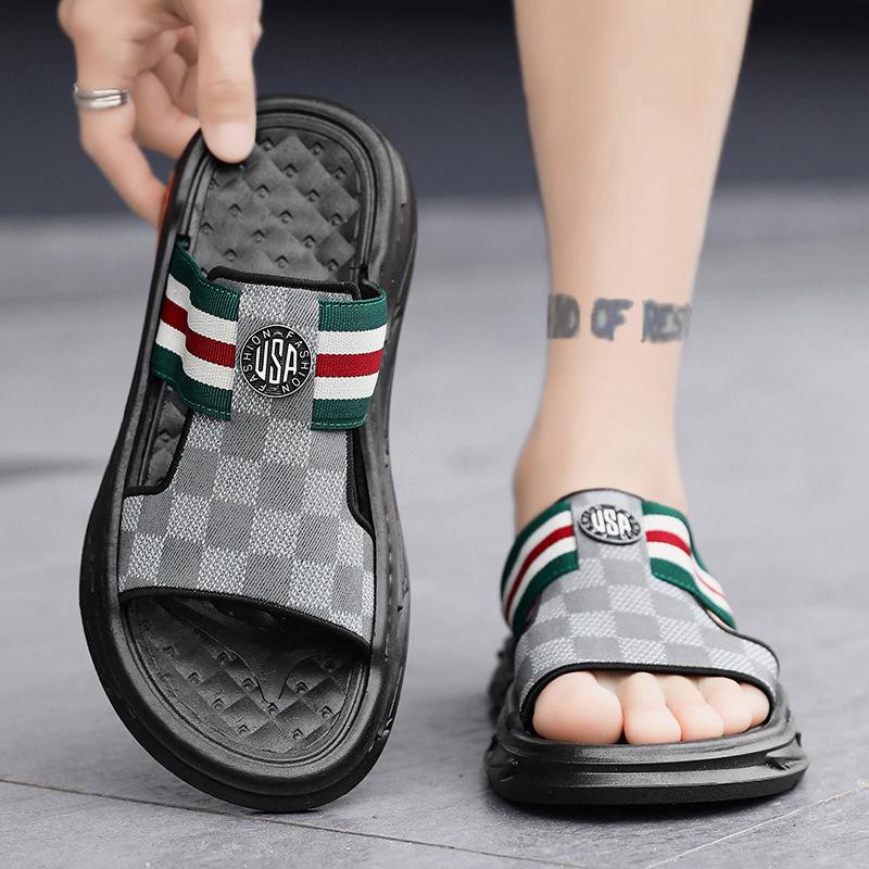 

Вьетнамские мужские нескользящие пляжные сандалии для пересеченной местности - Летние уличные шлепанцы с мягкой подошвой для вождения и ходьбы в воде двойного назначения 40 серый