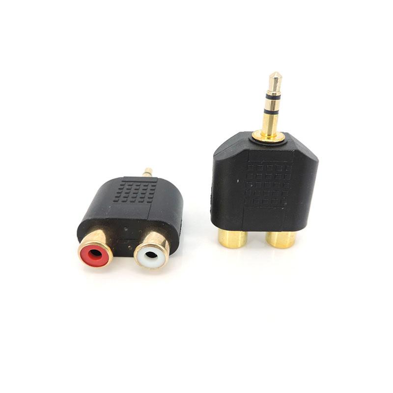 1x 1/4 Zoll Audio 3,5 mm 6,5 mm 6,35 mm Stecker auf 2 Dual Cinch Buchse Stecker Y-Verteiler Stereo Verbinder Konverter AV-Adapter