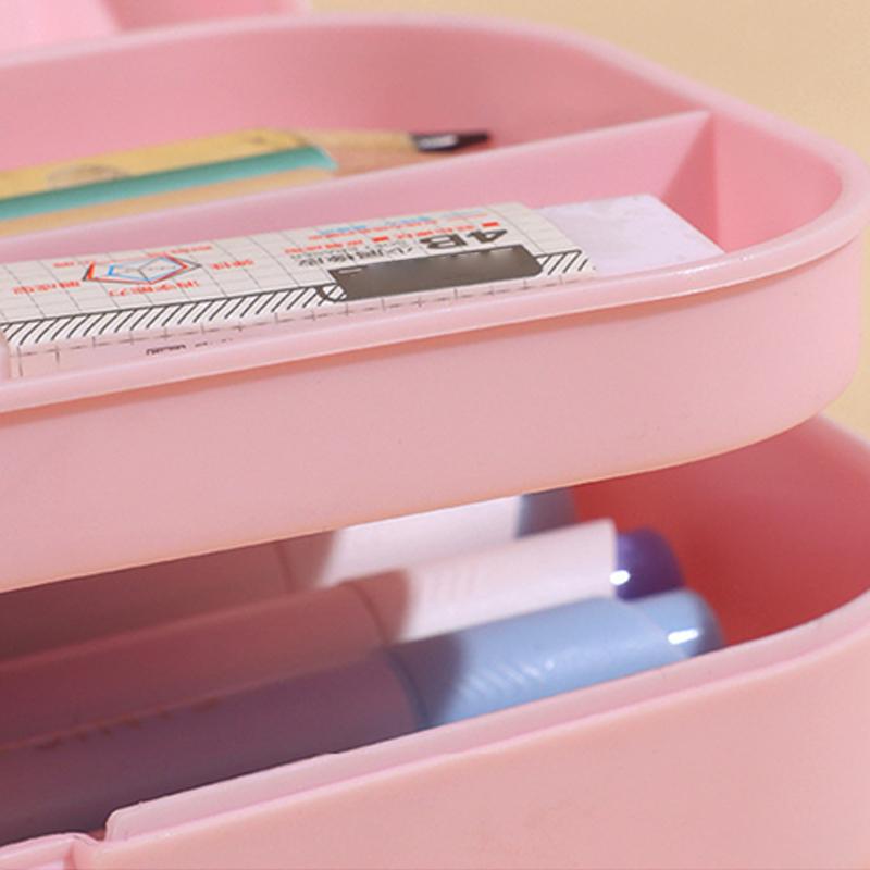 Kawaii Morandi Simple Pencil Case Student Large Capacity Double-Layer Pencil Case Cartoon Stationery Organizer School Supplies