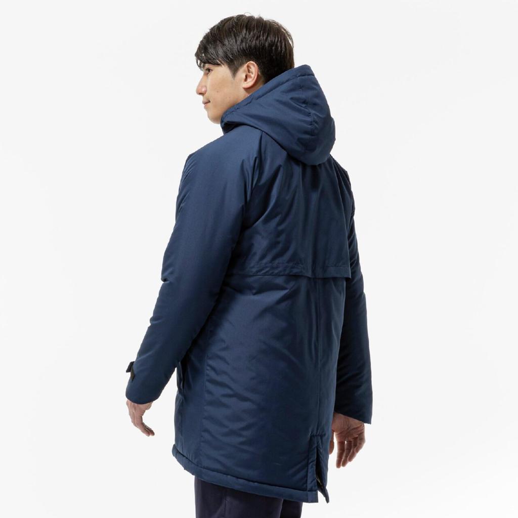 Mizuno Breath Thermo Insulated Training Dress Navy Mid-Length Coat, Heat-Generating Material, Water-Repellent, Windproof, 32MEC650,