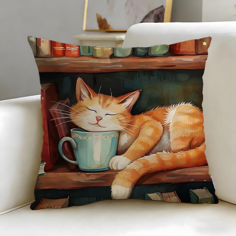 Classic Animal Cat Cushion Cover Soft & Easy-Wash Pillow Case – Versatile for Couch, Bed, Travel and Office
