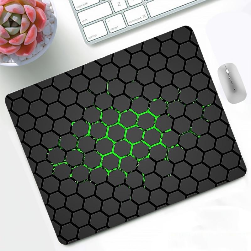 

High-Definition Black Geometric Hexagonal Mouse Pad for Laptops, Rubber Desk Mat for Office Use, Green Mini Gaming Pad зелёный