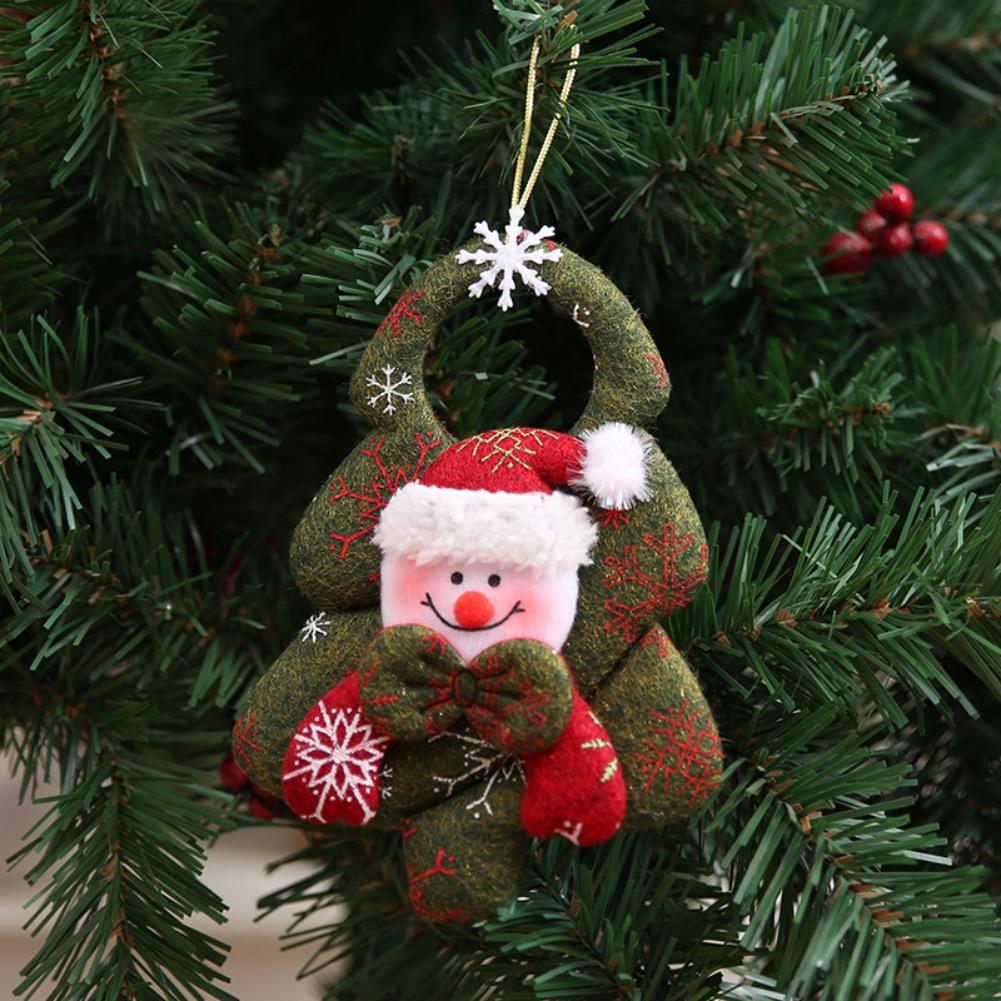 4Pcs Plush Christmas Tree Hanging Ornaments Set With Santa Snowman Reindeer And Bear Figures For Holiday Home Decoration