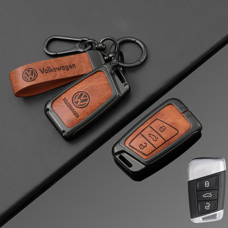 

2026 Hot For VW VOLKSWAGEN VW Zinc Alloy Leather Car Key Case Cover For Volkswagen Tiguan MK2 Magotan Passat B8 CC Shell Fob key