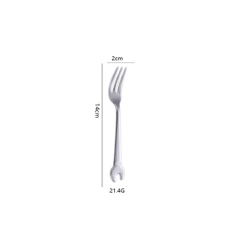 Coltello Forchetta e Cucchiaio in Acciaio Inossidabile 304 Manico a Chiave Inglese Creativo Posate Occidentali Coltello da Bistecca Set Forchetta e Cucchiaio Cucchiaino per Dessert e Torta Coltello Chiave Inglese
