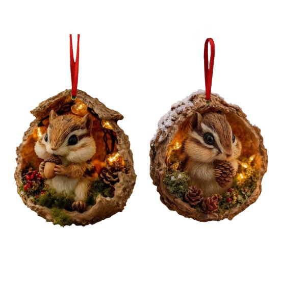 Yousheng Forest Animal Christmas Ornaments 2D Acrylic Woodland Creature Hanging Ornament Gift for Nature Lovers