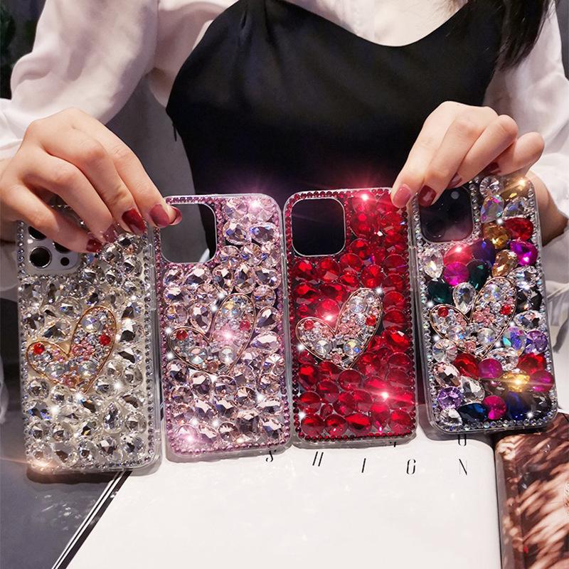 Iphone17Pro mobile phone case is suitable for 15 love Xsmax rhinestone Xr hemming 16Plus temperament full diamond 14.