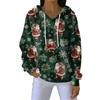 Women's Loose Comfortable Casual Fashion V-Neck Christmas Print Long Sleeve Hoodie