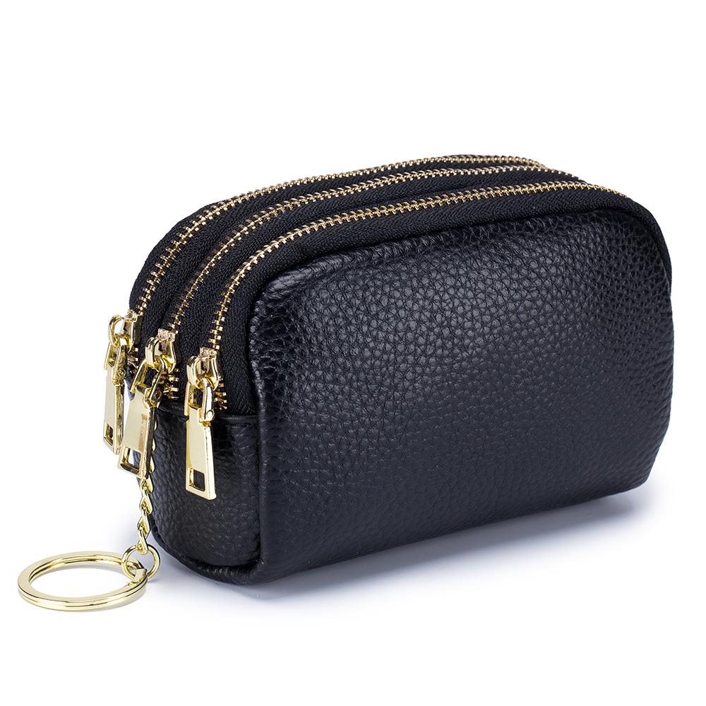 Cute Mini Genuine Leather Cowhide Coin Purse & Keychain Wallet for Ladies