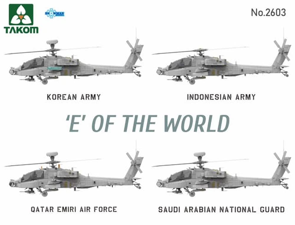 Takom 1/35 Scale South Korean Army AH-64E World's E Attack Helicopter Limited Edition Plastic Model Kit TKO2603