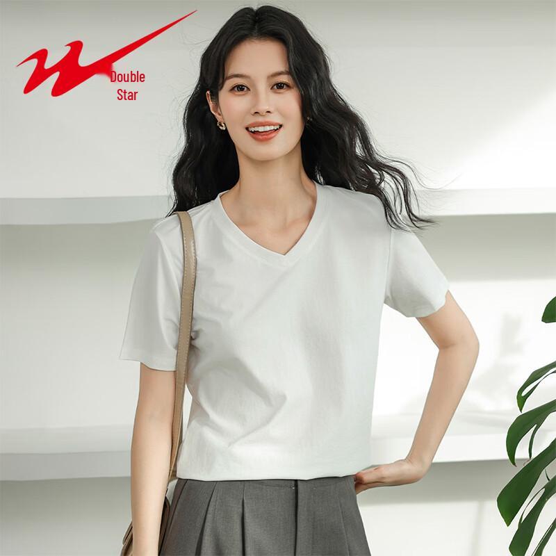 Shuangxing Women s V-Neck Loose Fit Short Sleeve T-Shirt 3XL