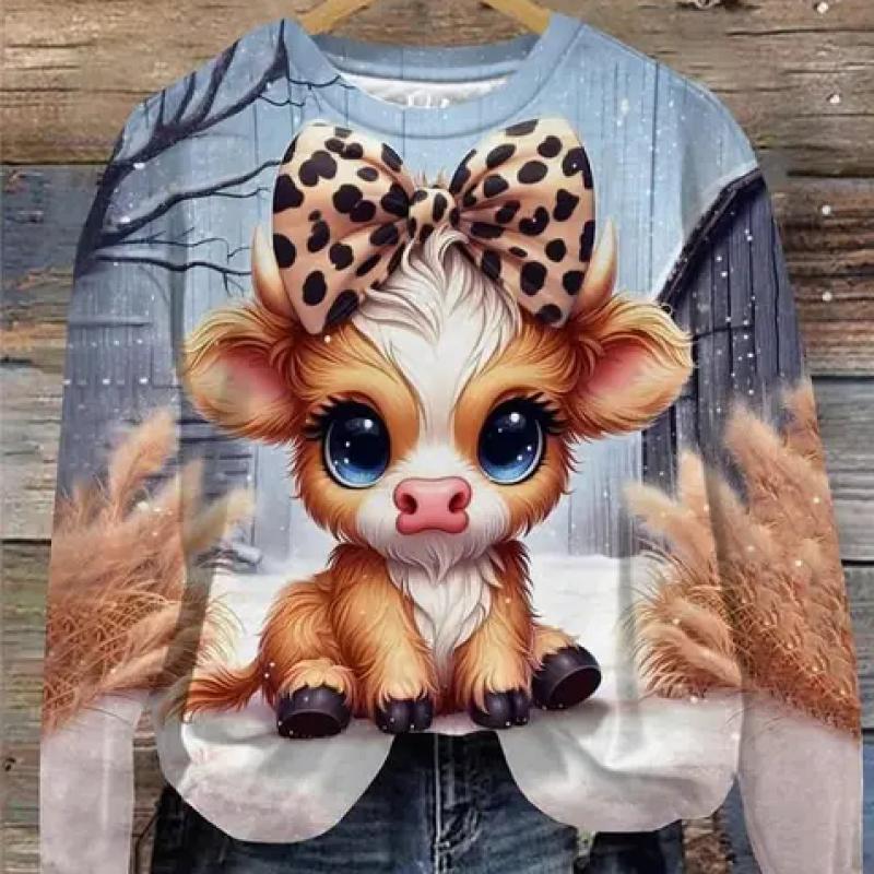 Stripet katt hettegenser for kvinner Mote O-hals genser Topp Uformell Streetwear Dame Genser Hip-Hop Dame Genser Klær