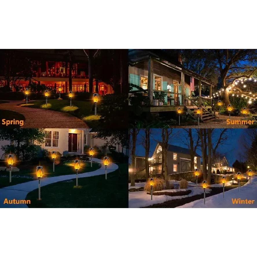 12LED Solar Flame Light Outdoor,Waterproof 12LEDs Torches Landscape Lamp for Outdoor Courtyard Garden Yard,Halloween Decorations