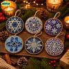 6pcs DIY Pearl Diamond Painting 2D Combination Set Animal Pattern Wooden Christmas Tree Pendant Holiday Party Artware Decoration