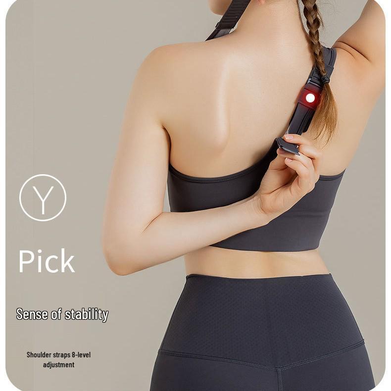 Stötsäker sport-BH i plusstorlek: Dragkedja fram, Justerbar, Vacker ryggdesign för löpning, yoga och fitness