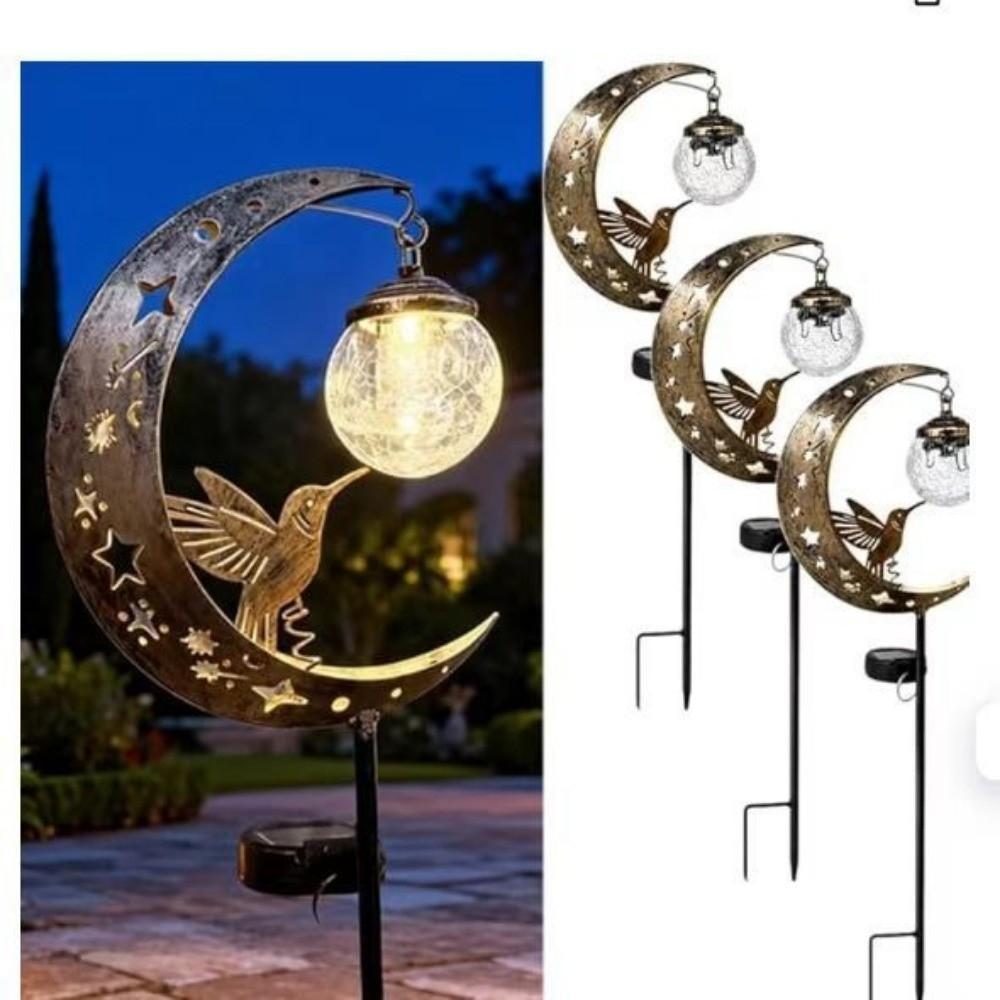 Floor Insertion Hummingbird Moon Light Solar Powered Lawn Lamp Pathway Patio